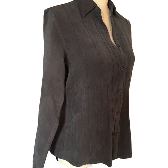 Lemon Grass Studio Women’s Long Sleeve Gray Button Down Shirt Size Small - Picture 3 of 4